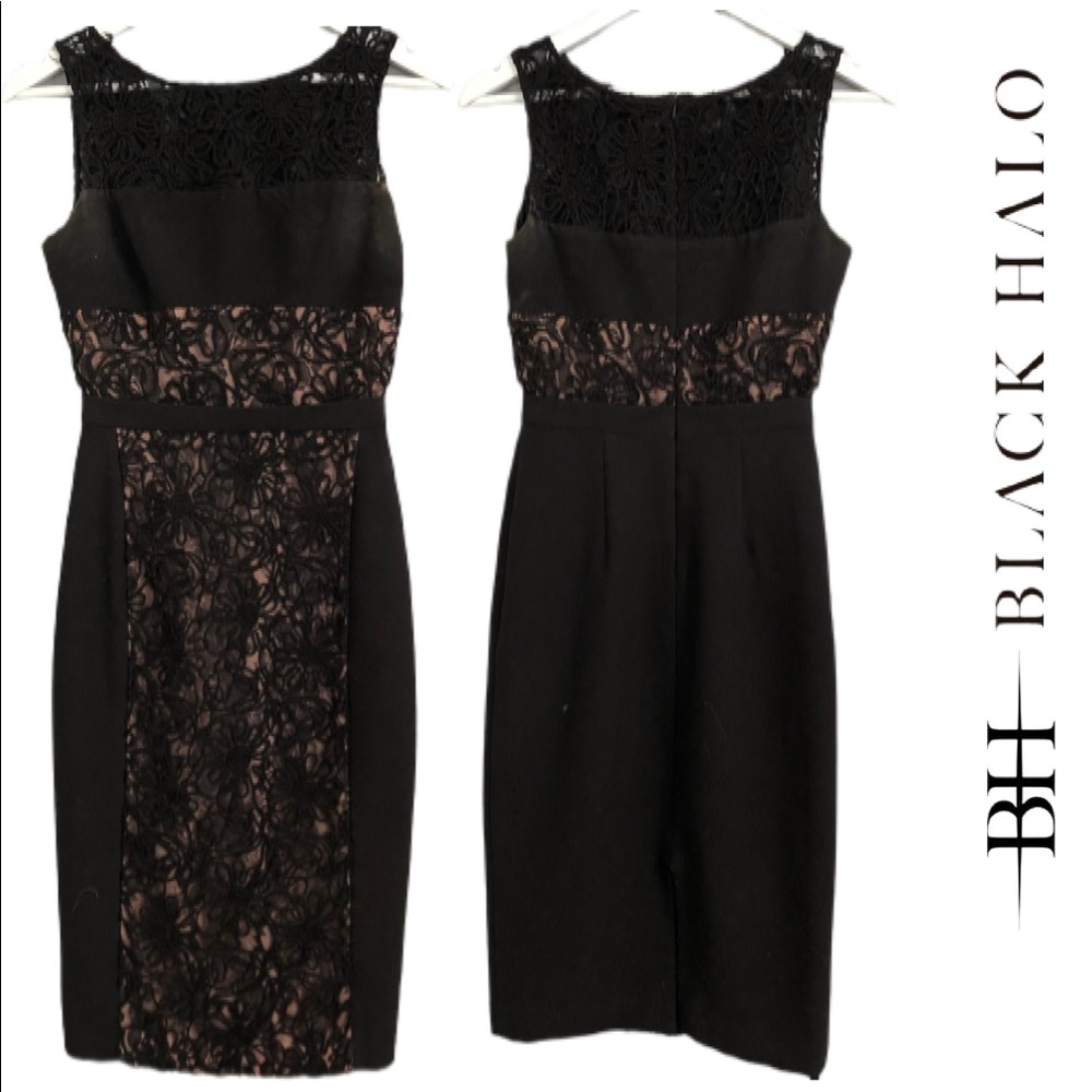 Black halo black pencil dress size 2
